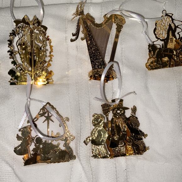 VINTAGE 12 Danbury Mint Annual 23 K Gold-Plated & Brass Christmas Ornaments - Picture 3 of 6